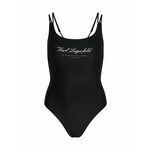 Karl Lagerfeld Jednodijelni kupaći kostim 'Hotel' crna / bijela