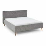 Sivi tapecirani bračni krevet s prostorom za odlaganje s podnicom 180x200 cm Riva – Meise Möbel